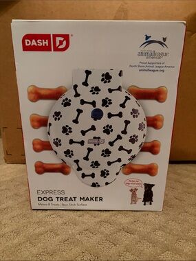 Dash Express Dog Treat Maker in White with Black Paw & Bone Pattern